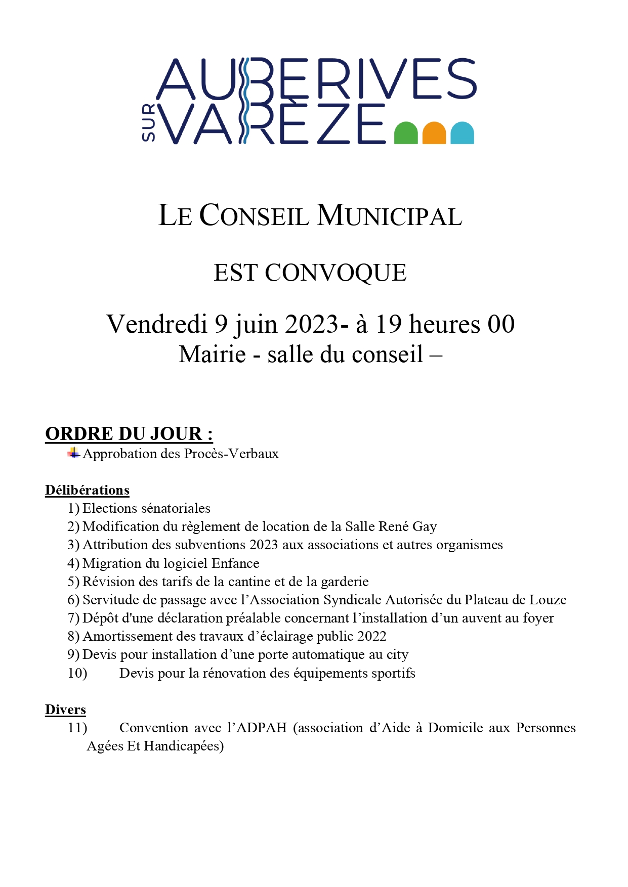 Conseil Municipal @ Mairie - Salle du conseil